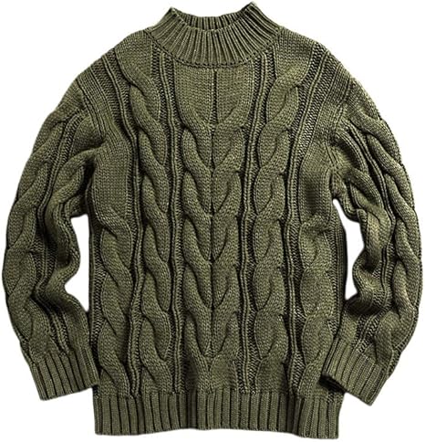 Knitted Mens Jumper Cable Knit Sweater Long Sleeve